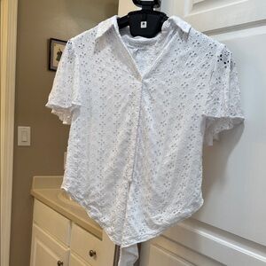 Preston & York White Eyelet Blouse